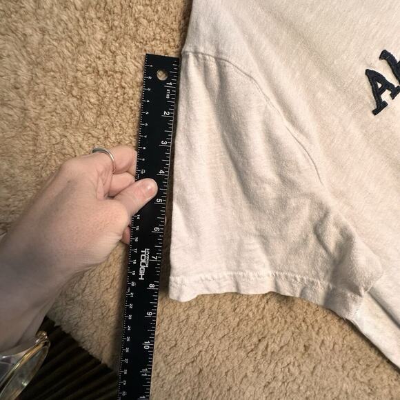 Men Abercrombie & Fitch Applique Spell Out Graphic Slub Knit Cotton T-Shirt Sz L - Picture 9 of 13